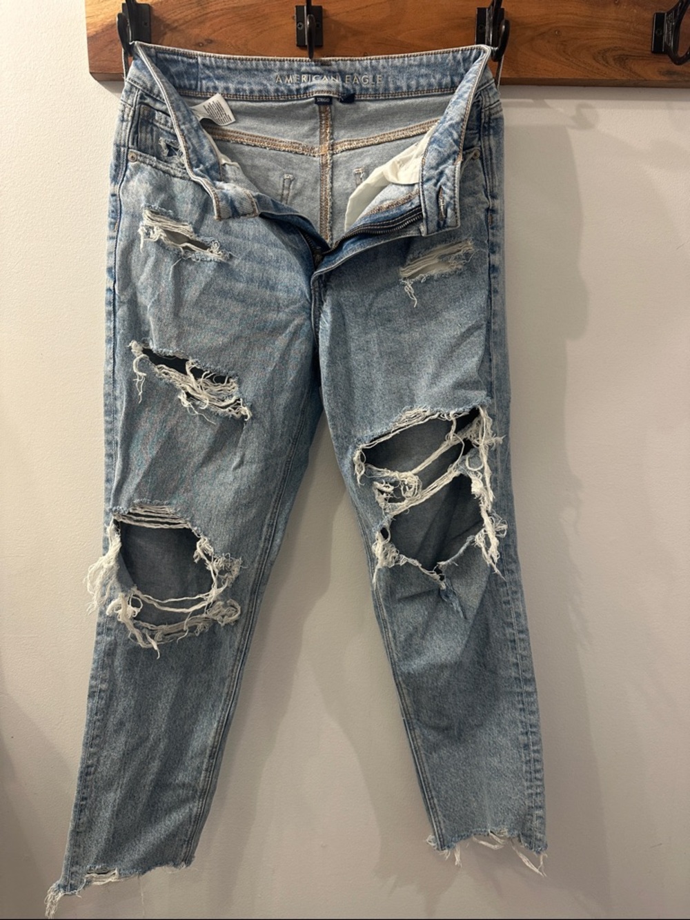 American Eagle Outfitters Light Blue High Rise Distressed Jeans